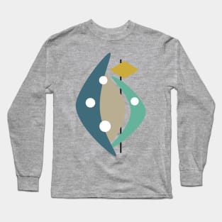 Blue Boomerangs Mid Century Modern Long Sleeve T-Shirt